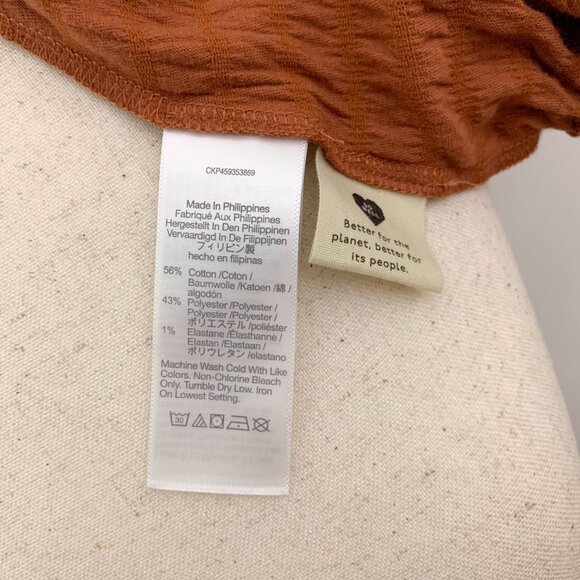 Madewell Terracota Smocked‎ Blouse Size Medium - Picture 5 of 8